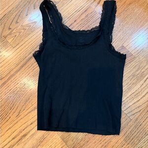 Brandy Melville Black Camisole with Lace Trim